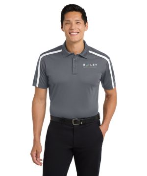 Silk Touch Grey Performance Colorblock Stripe Polo
