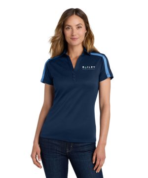 Women's Navy Silk Touch Performance Colorblock Stripe Polo