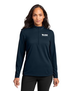 DUSK LOGO Women's Navy Performance Pique 1/4-Zip