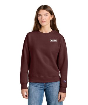 DUSK LOGO Women's Maroon Champion Crewneck Sweatshirt