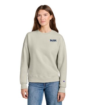 DUSK LOGO Women's Tan Champion Crewneck Sweatshirt